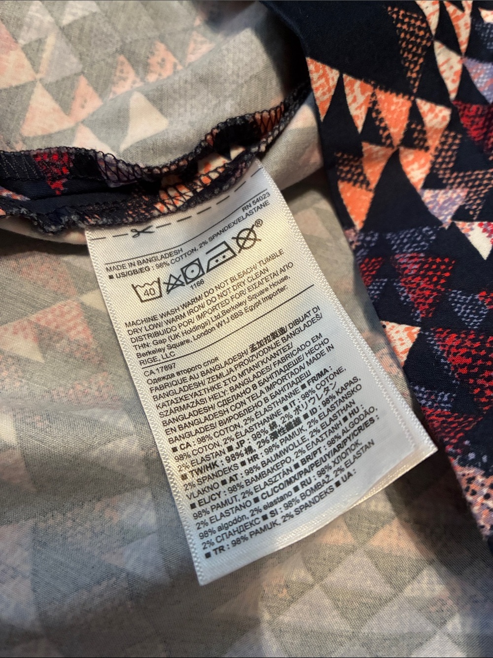 Banana Republic Navy Dress with Coral and Purple Geometric Print - Picture 3 of 8